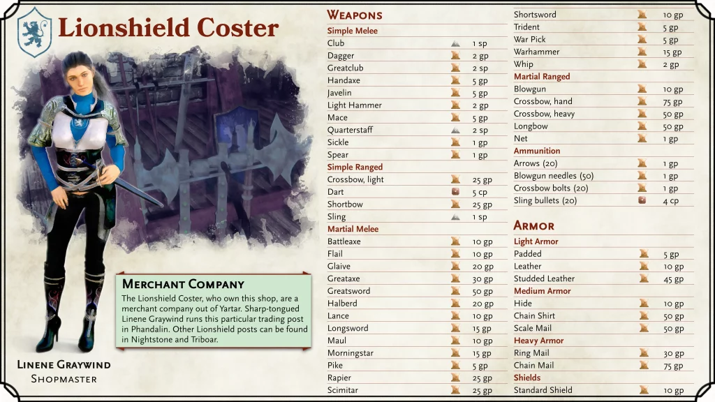 Lionshield Coster Shop Card