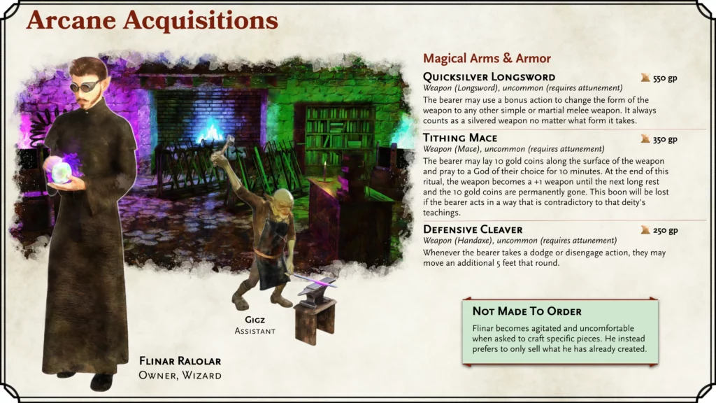 Arcane Acquisitions Shop Card