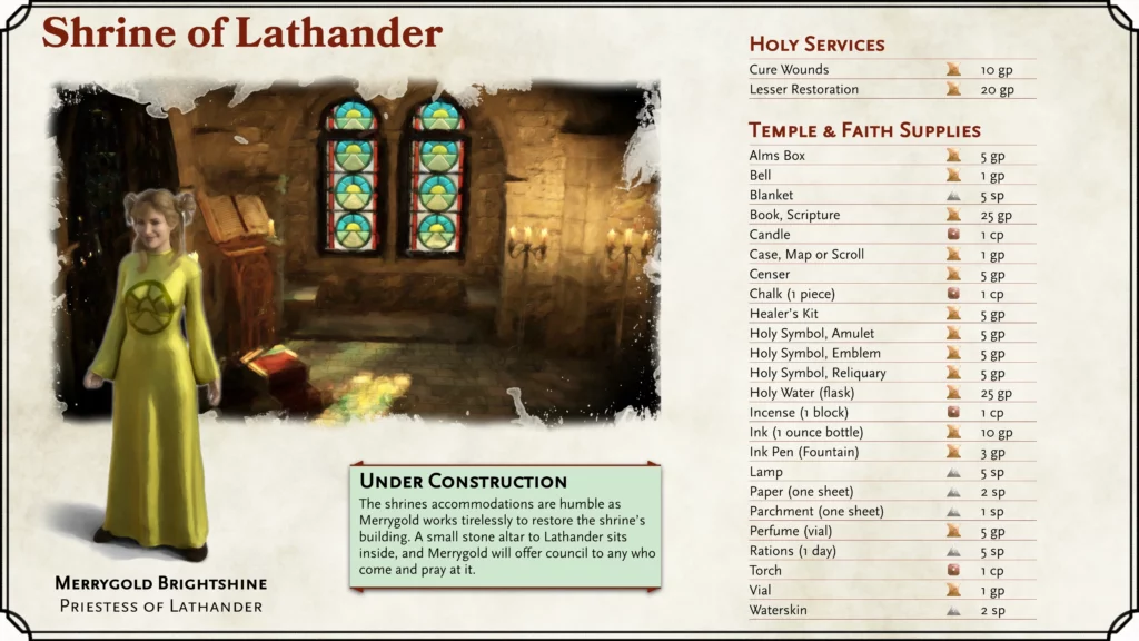 Shrine of Lathander Point of Interest Card for Divine Contention