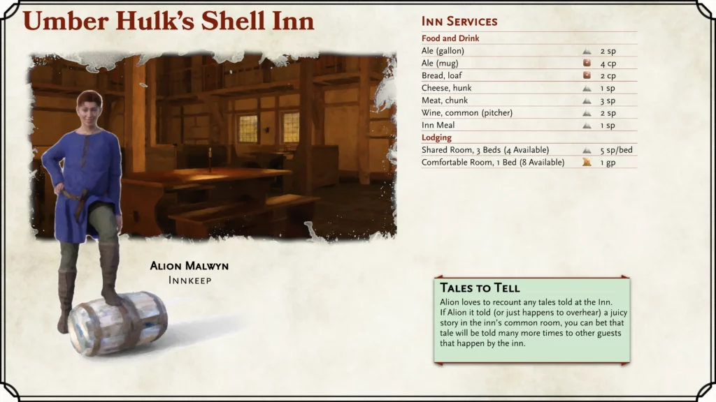 Umber Hulk's Shell Inn Point of Interest Card for Divine Contention